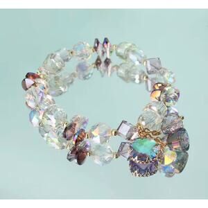 Purple Swarovski Beaded Charm Bracelet